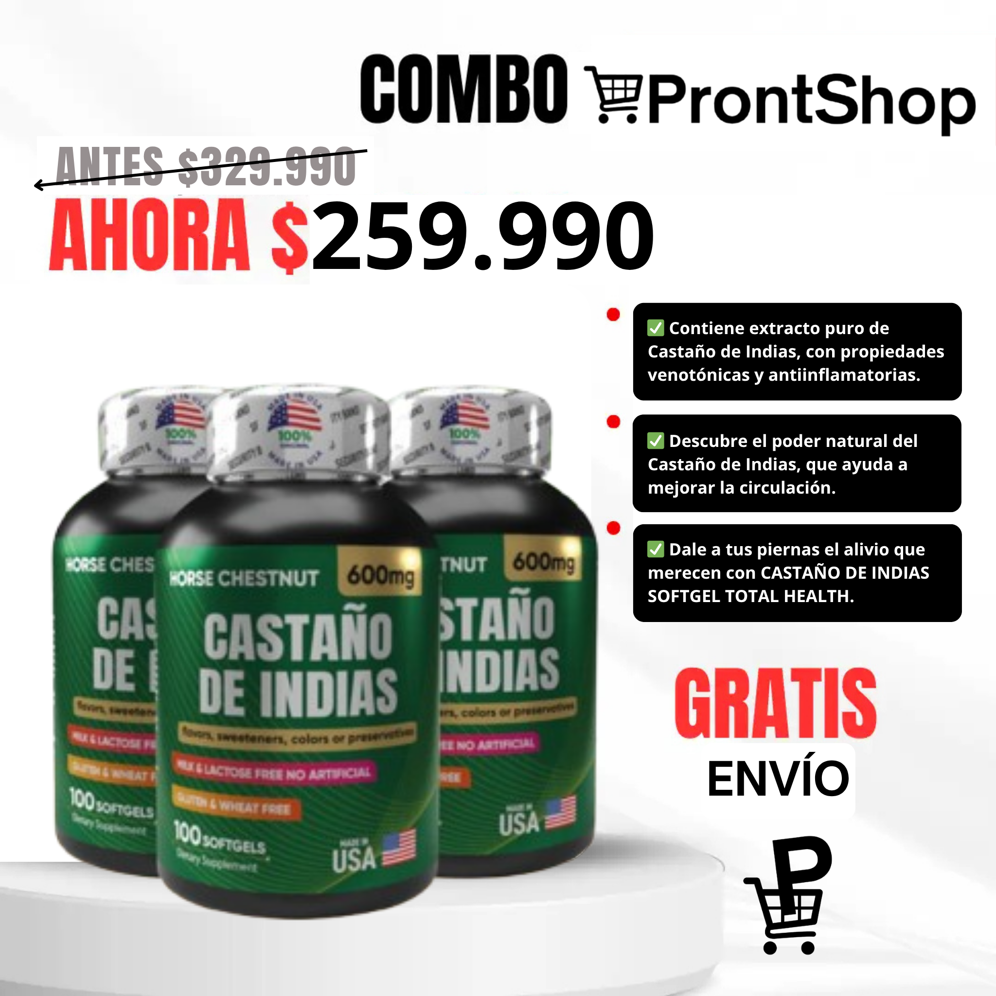 Combo x3 Castaño de Indias Softgel