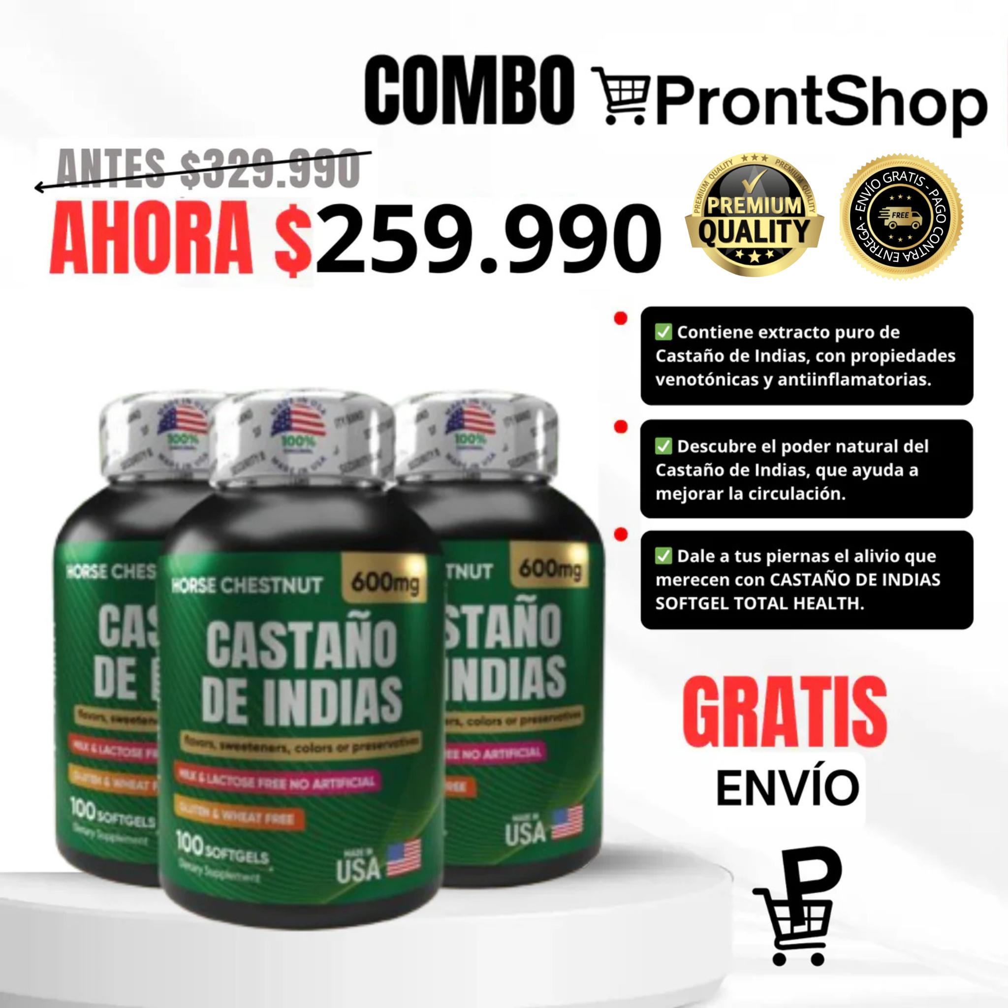 Combo x3 Castaño de Indias Softgel